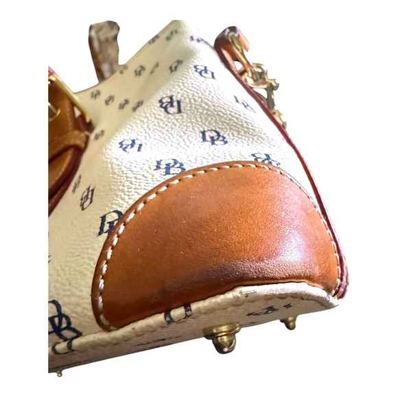 Dooney & Bourke Monogram Signature Satchel Cream Leather Top Handle Crossbody - Picture 10 of 13